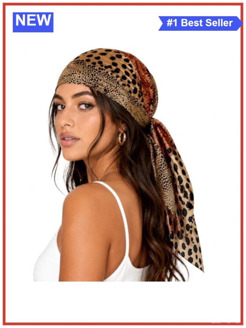 35 Inch Leopard Print Square Scarf Polyester Hair Neck Bandana Wrap